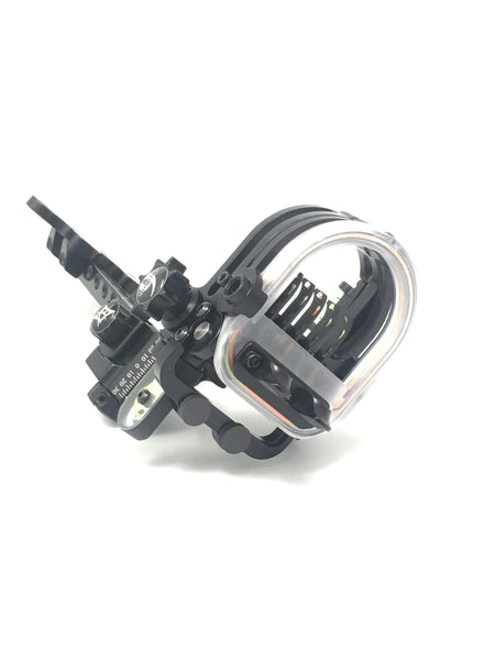 Option S-Series Sights, Combining the best of Fixed Pin Sights and Single Pin Sights, with a moveable pin and fixed pins that flip out of view